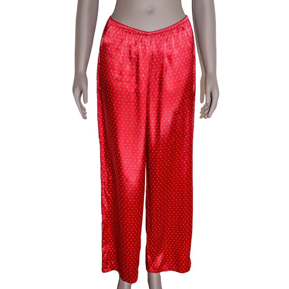 Polka Dot Satin Pajama Pants Women's Sleepwear Lounge Bottoms Soft Nightwear